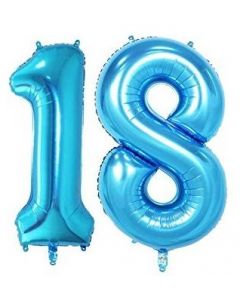 Balon folie numarul 18 albastru 86 cm, cod MAJ02