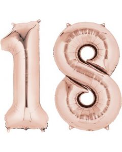 Balon folie numarul 18 Rose Gold 86 cm, cod MAJ05