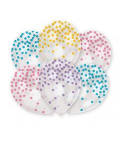 Baloane latex 28 cm, decorate cu confetti, set 6 buc, cod 9901847