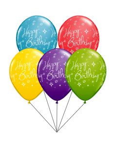 Buchet baloane latex Happy Birthday cu heliu, cod Q19166