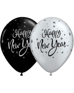 Baloane latex 28 cm, Happy New Year, set 5 buc, cod 33530
