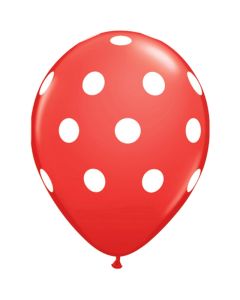 Balon latex rosu cu buline, 26 cm, cod GI.DOTS.ROSU