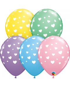 Balon latex cu inimioare albe 28 cm, cod 1BAL.11644