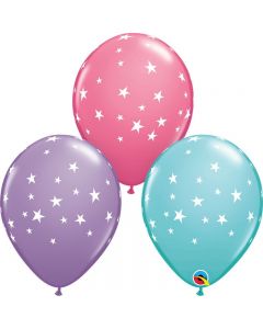 Balon latex cu stelute albe 28 cm, cod 1BAL.88400